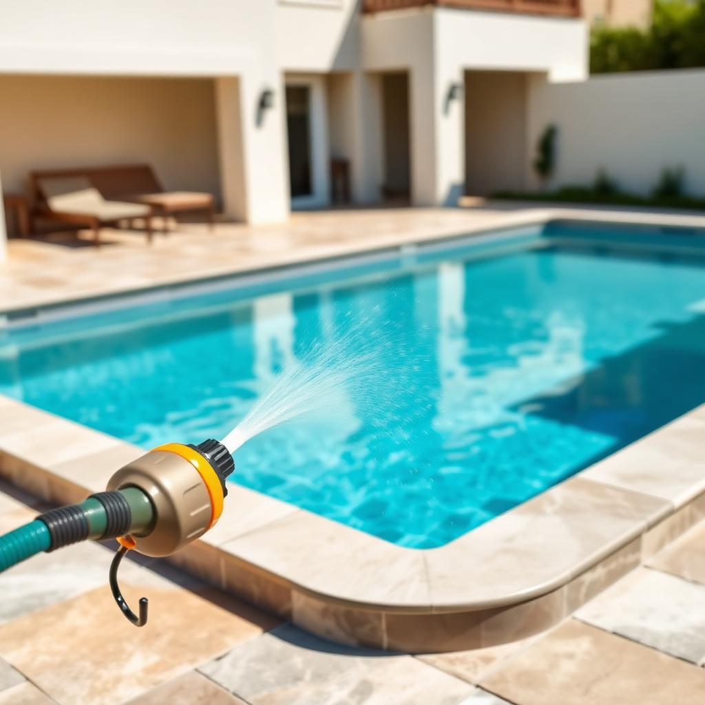 Nieuw zwembad wordt gevuld met helder water