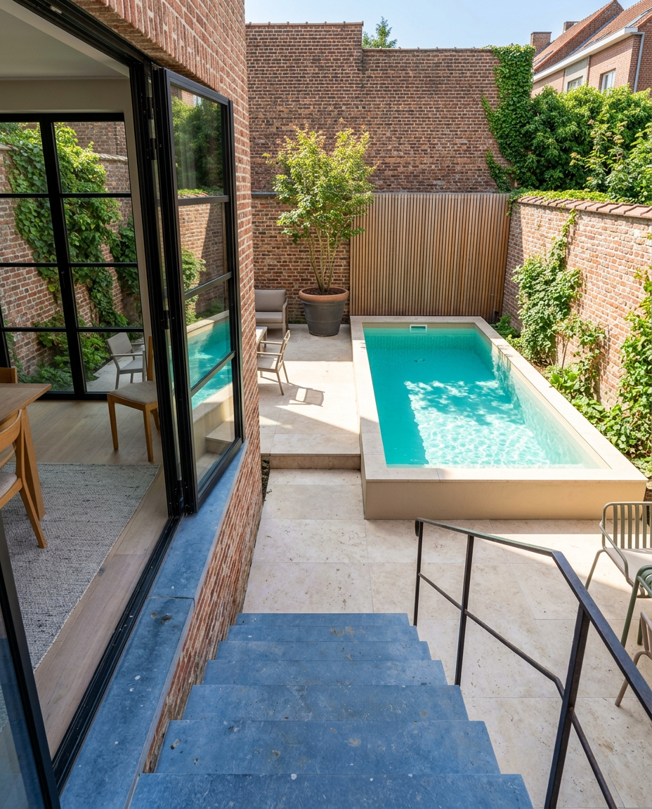 Plunge pool in een compacte Belgische stadstuin